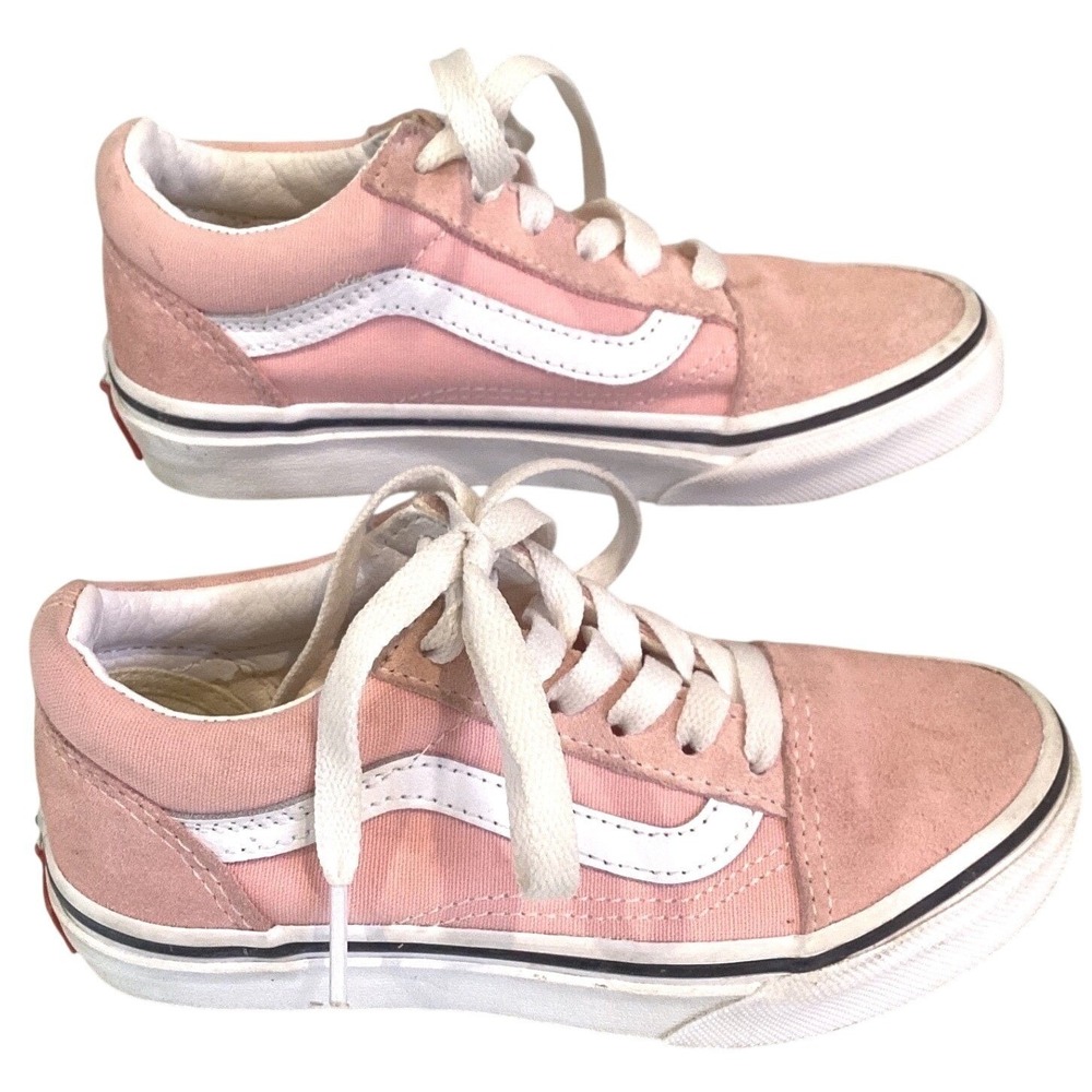 Vans Old Skool Kids 12 Pink Suede Canvas Low Top Skate Sneakers Shoes